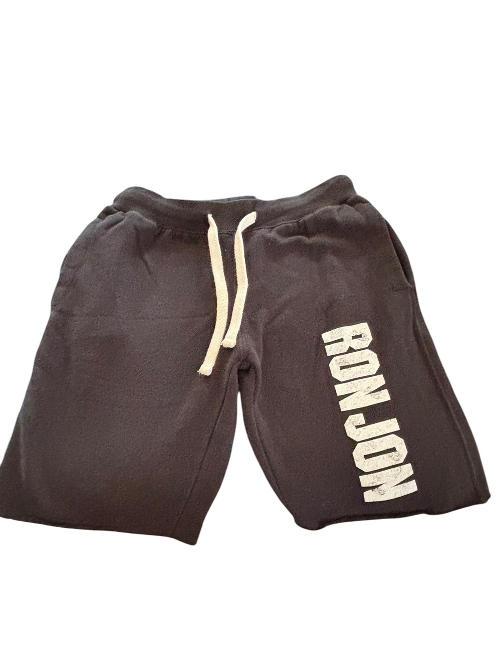 Ron Jon Surf Shop Pro-Weave Black Distressed Drawstring Sweat Shorts S Pockets